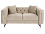 ΚΑΝΑΠΕΣ τ.CHESTERFIELD MOBAR HM3262.02 ΚΡΕΜ ΒΕΛΟΥΔΟ-ΜΕΤΑΛΛΙΚΑ ΠΟΔΙΑ 154x85x68Υεκ