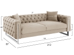 ΚΑΝΑΠΕΣ τ.CHESTERFIELD MOBAR HM3263.02 ΚΡΕΜ ΒΕΛΟΥΔΟ-ΜΕΤΑΛΛΙΚΑ ΠΟΔΙΑ 212x87x68Υεκ
