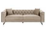 ΚΑΝΑΠΕΣ τ.CHESTERFIELD MOBAR HM3263.02 ΚΡΕΜ ΒΕΛΟΥΔΟ-ΜΕΤΑΛΛΙΚΑ ΠΟΔΙΑ 212x87x68Υεκ