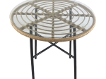 ΤΡΑΠΕΖΙ ΚΗΠΟΥ ARTELIBRE APPIUS ΦΥΣΙΚΟ/ΜΑΥΡΟ ΜΕΤΑΛΛΟ/RATTAN/ΓΥΑΛΙ 70X70X74CM