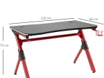 ΓΡΑΦΕΙΟ GAMING ARTELIBRE VADER RGB ΜΑΥΡΟ/ΚΟΚΚΙΝΟ ΞΥΛΟ/ΜΕΤΑΛΛΟ 120X65X75CM