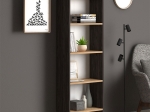 ΒΙΒΛΙΟΘΗΚΗ ΜΕΛΑΜΙΝΗΣ FLORA MEGAPAP ΧΡΩΜΑ INDUSTRIAL GREY - OAK 52X25X158ΕΚ.