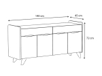 ΜΠΟΥΦΕΣ SILA MEGAPAP ΧΡΩΜΑ ΓΚΡΙ ΣΚΥΡΟΔΕΜΑΤΟΣ 140X45X72ΕΚ.
