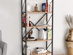 ΒΙΒΛΙΟΘΗΚΗ JOCASTA MEGAPAP ΜΕΤΑΛΛΙΚΗ - ΜΕΛΑΜΙΝΗΣ ΧΡΩΜΑ PINE OAK 66X34X160ΕΚ.