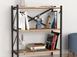 ΒΙΒΛΙΟΘΗΚΗ JOCASTA MEGAPAP ΜΕΤΑΛΛΙΚΗ - ΜΕΛΑΜΙΝΗΣ ΧΡΩΜΑ PINE OAK 66X34X85ΕΚ.
