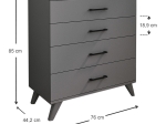 ΣΥΡΤΑΡΙΕΡΑ ΜΕΛΑΜΙΝΗΣ DACOTA MEGAPAP ΧΡΩΜΑ ΑΝΘΡΑΚΙ 76X44X86,4ΕΚ.