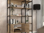 ΒΙΒΛΙΟΘΗΚΗ EDUARDO MEGAPAP ΜΕΤΑΛΛΙΚΗ - ΜΕΛΑΜΙΝΗΣ ΧΡΩΜΑ SAPPHIRE OAK 120X39X180ΕΚ.