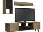 ΣΥΝΘΕΣΗ ΤΗΛΕΟΡΑΣΗΣ VINCI MEGAPAP ΑΠΟ ΜΕΛΑΜΙΝΗ ΧΡΩΜΑ SAPPHIRE OAK - ΜΑΥΡΟ ΕΦΕ ΜΑΡΜΑΡΟΥ 140X29,5X46ΕΚ.