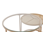 ΤΡΑΠΕΖΙΑ ΣΑΛΟΝΙΟΥ BEATRICE PAKOWORLD ΣΕΤ 2ΤΕΜ ΓΥΑΛΙ-ΦΥΣΙΚΟ RATTAN-ΦΥΣΙΚΟ ΜΕΤΑΛΛΟ