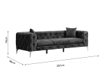 ΚΑΝΑΠΕΣ 3ΘΕΣΙΟΣ PWF-0579 PAKOWORLD ΤΥΠΟΥ CHESTERFIELD ΥΦΑΣΜΑ ΜΠΛΕ 237X90X73ΕΚ
