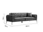 ΚΑΝΑΠΕΣ-ΚΡΕΒΑΤΙ PWF-0596 PAKOWORLD ΤΥΠΟΥ CHESTERFIELD 3ΘΕΣΙΟΣ ΥΦΑΣΜΑ ΑΝΘΡΑΚΙ 225X92X78ΕΚ