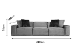 ΚΑΝΑΠΕΣ 3ΘΕΣΙΟΣ PWF-0594 PAKOWORLD ΥΦΑΣΜΑ ΓΚΡΙ 300X100X76ΕΚ