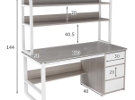 ΓΡΑΦΕΙΟ SOCO PAKOWORLD ΜΕ ΡΑΦΙΕΡΑ-MDF ΓΚΡΙ-ΛΕΥΚΟ 120X50X147ΕΚ