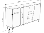 ΜΠΟΥΦΕΣ HANA PAKOWORLD ΓΚΡΙ ANTIQUE-ΛΕΥΚΟ ΜΑΡΜΑΡΟΥ 150X35.5X82ΕΚ