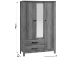 ΝΤΟΥΛΑΠΑ ΡΟΥΧΩΝ TARA PAKOWORLD ΤΡΙΦΥΛΛΗ ΚΑΘΡΕΠΤΗΣ RUSTIC OAK 121X52X193ΕΚ
