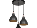 Φωτιστικό οροφής τρίφωτο Lofty pakoworld Ε27 μαύρο Φ40x80εκ