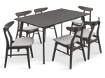 TΡΑΠΕΖΑΡΙΑ BENSON - ORLEAN PAKOWORLD ΣΕΤ 7ΤΜΧ RUSTIC GREY - ΥΦΑΣΜΑ ΓΚΡΙ 150X90X75ΕΚ