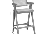 ΣΚΑΜΠΟ BAR WINSLOW PAKOWORLD ΞΥΛΟ RUBBERWOOD ΜΑΥΡΟ-PVC RATTAN ΦΥΣΙΚΟ-ΥΦΑΣΜΑ ΓΚΡΙ