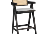 ΣΚΑΜΠΟ BAR WINSLOW PAKOWORLD ΞΥΛΟ RUBBERWOOD ΜΑΥΡΟ-PVC RATTAN ΦΥΣΙΚΟ-ΥΦΑΣΜΑ ΓΚΡΙ