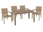ΤΡΑΠΕΖΑΡΙΑ EXPLORE-HALCYON PAKOWORLD ΣΕΤ 5ΤΕΜ PP CAPPUCCINO 150X90X73,5ΕΚ.