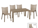 ΤΡΑΠΕΖΑΡΙΑ EXPLORE-CONFIDENT PAKOWORLD ΣΕΤ 7ΤΕΜ PP CAPPUCCINO 150X90X73,5ΕΚ