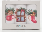 Borea Ποτηρόπανα Κουζίνας Χριστουγεννιάτικα Carol Σετ 3ΤΜΧ (3) 50 x 70 cm Λευκό