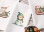 Borea Ποτηρόπανα Κουζίνας Χριστουγεννιάτικα Snowman Σετ 3ΤΜΧ (3) 50 x 70 cm Λευκό
