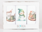 Borea Ποτηρόπανα Κουζίνας Χριστουγεννιάτικα Snowman Σετ 3ΤΜΧ (3) 50 x 70 cm Λευκό