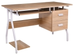 UNIT ΓΡΑΦΕΙΟ Η/Υ ΜΕΤΑΛΛΟ ΒΑΦΗ ΑΣΠΡΟ, MELAMINE ΑΠΟΧΡΩΣΗ SONOMA