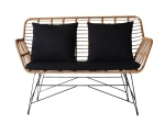 SALSA MAX LIVING ΚΑΝΑΠΕΣ ΚΗΠΟΥ 2ΘΕΣΙΟΣ, ΜΕΤΑΛΛΟ ΒΑΦΗ ΜΑΥΡΟ, WICKER ΦΥΣΙΚΟ, ΜΑΞΙΛΑΡΙΑ ΜΑΥΡΟ