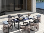 CITY DINING SET ΤΡΑΠΕΖΑΡΙΑ ΚΗΠΟΥ ΒΕΡΑΝΤΑΣ: ΤΡΑΠΕΖΙ + 6 ΠΟΛΥΘΡΟΝΕΣ ALU ΑΝΘΡΑΚΙ - ΜΠΕΖ
