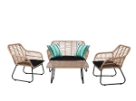 SALSA SET ΣΑΛΟΝΙ ΚΗΠΟΥ ΜΕΤΑΛΛΟ ΜΑΥΡΟ, WICKER ΦΥΣΙΚΟ: ΤΡΑΠΕΖΙ + ΚΑΝΑΠΕ 2ΘΕΣΙΟ + 2 ΠΟΛΥΘΡΟΝΕΣ