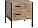 PALLET-W ΚΟΜΟΔΙΝΟ ΜΕ 2 ΣΥΡΤΑΡΙΑ ΜΕΤΑΛΛΟ ΒΑΦΗ ΜΑΥΡΟ - ANTIQUE OAK