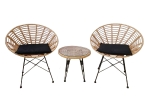 SALSA CORAL COFFEE SET ΚΗΠΟΥ ΜΕΤΑΛΛΟ ΜΑΥΡΟ - ΓΥΑΛΙ - WICKER ΦΥΣΙΚΟ: ΤΡΑΠΕΖΑΚΙ+2 ΠΟΛΥΘΡΟΝΕΣ
