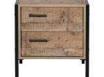 PALLET-W ΚΟΜΟΔΙΝΟ ΜΕ 2 ΣΥΡΤΑΡΙΑ ΜΕΤΑΛΛΟ ΒΑΦΗ ΜΑΥΡΟ - ANTIQUE OAK