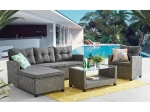 PATIO SET ΣΑΛΟΝΙ ΚΑΘΙΣΤΙΚΟ ΚΗΠΟΥ ΜΕΤΑΛΛΟ, WICKER ΓΚΡΙ ΜΑΞΙΛΑΡΙΑ ΣΚΟΥΡΟ ΓΚΡΙ