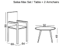 SALSA MAX SET ΚΗΠΟΥ - ΒΕΡΑΝΤΑΣ ΜΕΤΑΛΛΟ ΒΑΦΗ ΜΑΥΡΟ, WICKER ΦΥΣΙΚΟ: ΤΡΑΠΕΖΑΚΙ+2 ΠΟΛΥΘΡΟΝΕΣ