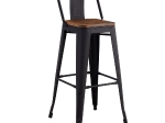RELIX WOOD ΣΚΑΜΠΟ BAR ΜΕ ΠΛΑΤΗ,ΜΕΤΑΛΛΟ ΒΑΦΗ ΜΑΥΡΟ EXTRA MATTE, ΑΠΟΧΡΩΣΗ ΞΥΛΟΥ DARK OAK