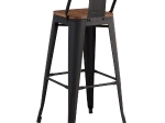 RELIX WOOD ΣΚΑΜΠΟ BAR ΜΕ ΠΛΑΤΗ,ΜΕΤΑΛΛΟ ΒΑΦΗ ΜΑΥΡΟ EXTRA MATTE, ΑΠΟΧΡΩΣΗ ΞΥΛΟΥ DARK OAK