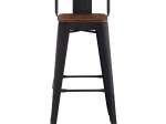 RELIX WOOD ΣΚΑΜΠΟ BAR ΜΕ ΠΛΑΤΗ,ΜΕΤΑΛΛΟ ΒΑΦΗ ΜΑΥΡΟ EXTRA MATTE, ΑΠΟΧΡΩΣΗ ΞΥΛΟΥ DARK OAK