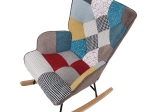 ALMA ROCKING ΠΟΛΥΘΡΟΝΑ ΜΠΕΡΖΕΡΑ ΚΑΘΙΣΤΙΚΟΥ, ΥΦΑΣΜΑ PATCHWORK, ΒΑΣΗ ΜΑΥΡΟ-ΦΥΣΙΚΟ