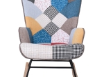 ALMA ROCKING ΠΟΛΥΘΡΟΝΑ ΜΠΕΡΖΕΡΑ ΚΑΘΙΣΤΙΚΟΥ, ΥΦΑΣΜΑ PATCHWORK, ΒΑΣΗ ΜΑΥΡΟ-ΦΥΣΙΚΟ