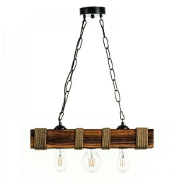 Φωτιστικό Οροφής 5318-3 50x80cm 3xΕ27 Natural Inlight Ξύλο,Σχοινί