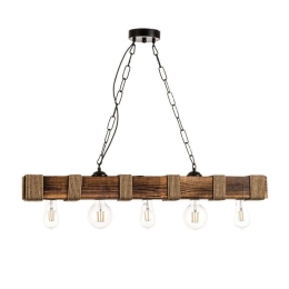 Φωτιστικό Οροφής-Ράγα 5318-5 90x80cm 5xΕ27 Natural Inlight Ξύλο,Σχοινί