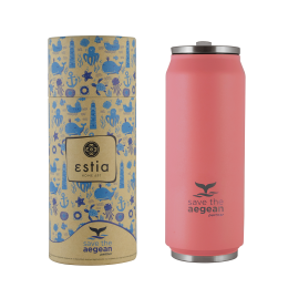 Ισοθερμικό Δοχείο Καφέ 01-9878 Save Aegean 500Ml Ανοξείδωτο Ατσάλι Pastel Coral Estia