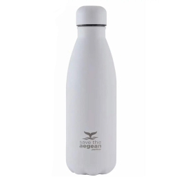 Ισοθερμικό Μπουκάλι Travel Flask 01-9014 Save Aegean 500Ml Ανοξείδωτο Ατσάλι Matte White Estia