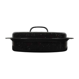 Γάστρα Εμαγιέ 01-9052 Με Σχάρα 42X32Cm Μέταλλο Black Estia Αλουμίνιο