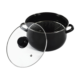 Κατσαρόλα Φριτέζα 01-9694 Εμαγιέ 24Cm Μέταλλο Black Estia 24cm Εμαγιέ