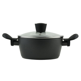 Κατσαρόλα Με Γυάλινο Καπάκι Magma Φ20cm 01-6129 Black Estia 20cm Αλουμίνιο