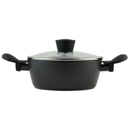 Κατσαρόλα Με Γυάλινο Καπάκι Magma Φ24cm 01-6136 Black Estia 24cm Αλουμίνιο